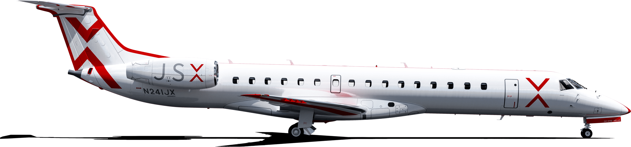 JSX Embraer regional jet, side profile